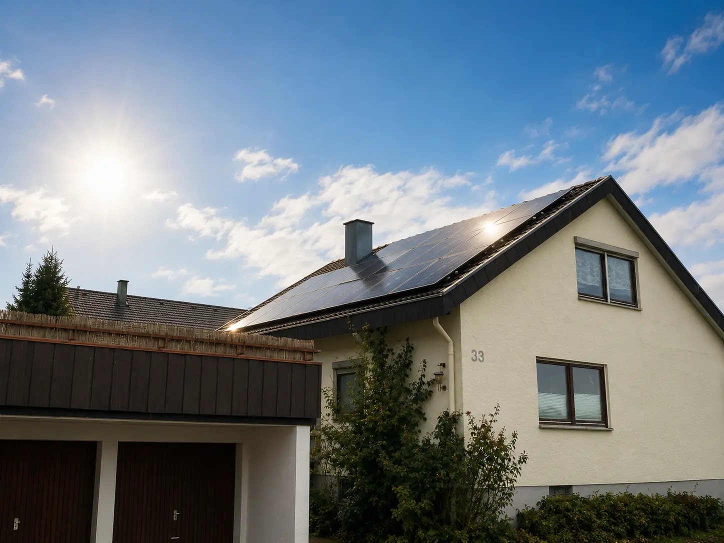 Haus mit Photovoltaikanlage für solare Elektromobilität in Horb